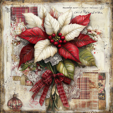 Christmas Poinsettia, DCO-102227, Sign For Wreath, 10x10in Metal Sign